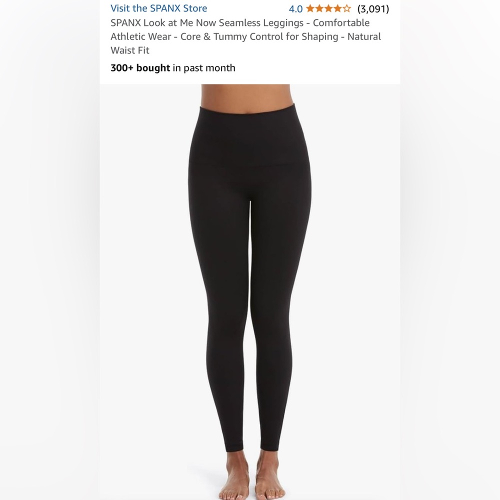 ✨Look At Me Now Very Black Spanx Core & Tummy Control Leggings—Natural Waist Fit